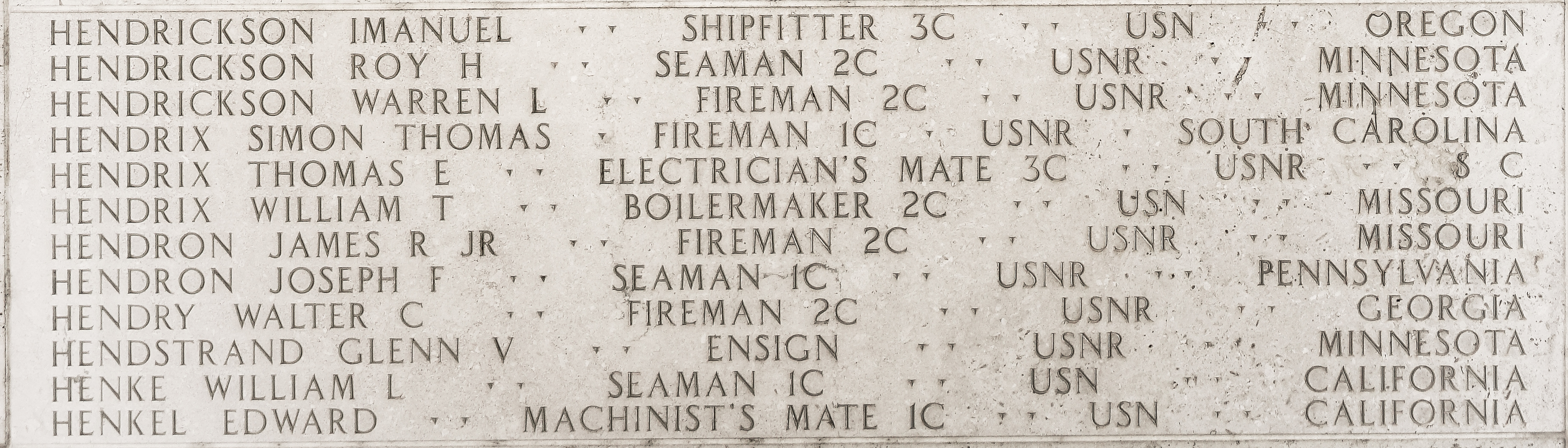 Imanuel  Hendrickson, Shipfitter Third Class